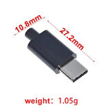 Type-c Usb 3.1 Şarj Soketi 24 Pin Erkek Fiş - Siyah