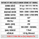 ROTAKE RT-8812 Akülü Somun Sökme 1/2'' 1080Nm