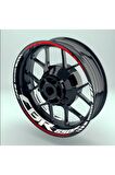  MOTOSİKLET Ön/Arka Takım Jant Şeridi Cbr650F Uyumlu BEYAZ-KIRMIZI 