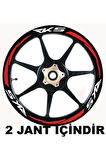  MOTOSİKLET Ön/Arka Takım Jant Şeridi RKS BEYAZ Yazılı KIRMIZI Şeritli