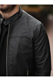 Yeni Sezon Erkek Premium Karbon Deri Slim Fit Mevsimlik Ceket