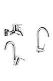 ŞENPRES JUDİ MİX BANYO BATARYASI S-35101 + JUDİ MİX KUĞU EVİYE BATARYASI S-35105 + JUDİ MİX KUĞU LAVABO BATARYASI S-35106/3
