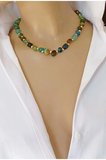 Amorf Kesim 10 mm Akik Doğal Taş Kolye – Altın Kaplama Detaylı, Kutulu