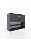 Arges Şifonyer Tek Raflı 2 Çekmeceli 88x30x80 Antrasit-Antrasit
