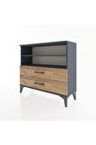 Arges Şifonyer 2 Raflı 2 Çekmeceli 88x30x80 Antrasit-Çam