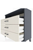 Arges Şifonyer Tek Raflı 3 Çekmeceli 88x30x80 Antrasit-Aytaşı