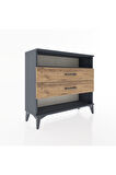 Arges Şifonyer Tek Raflı 2 Çekmeceli 88x30x80 Antrasit-Çam