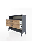 Arges Şifonyer Tek Raflı 2 Çekmeceli 88x30x80 Antrasit-Çam