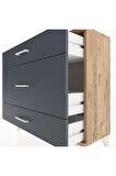 Arges Şifonyer 3 Çekmeceli 88x30x80 Çam-Antrasit