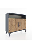 Arges Şifonyer 2 Raflı 2 Kapaklı 88x30x80 Antrasit-Çam