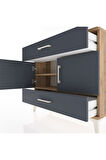 Arges Şifonyer 2 Raflı 2 Çekmeceli 2 Kapaklı 88x30x80 Çam-Antrasit
