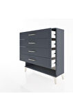 Arges Şifonyer 4 Çekmeceli 88x30x96 Antrasit-Antrasit