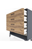 Arges Şifonyer 4 Çekmeceli 88x30x96 Antrasit-Çam