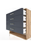 Arges Şifonyer 4 Çekmeceli 88x30x96 Çam-Antrasit