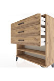 Arges Şifonyer Tek Raflı 3 Çekmeceli 88x30x96 Çam-Çam