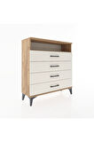 Arges Şifonyer Tek Raflı 4 Çekmeceli 88x30x96 Çam-Aytaşı