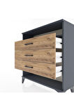 Arges Şifonyer Tek Raflı 3 Çekmeceli 88x30x96 Antrasit-Çam