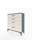 Arges Şifonyer 4 Çekmeceli 88x30x96 Antrasit-Aytaşı