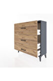 Arges Şifonyer 3 Çekmeceli 88x30x96 Antrasit-Çam