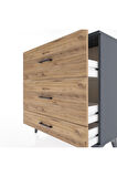Arges Şifonyer 3 Çekmeceli 88x30x96 Antrasit-Çam