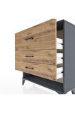 Arges Şifonyer 3 Çekmeceli 88x30x96 Antrasit-Çam