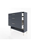 Arges Şifonyer 3 Çekmeceli 88x30x96 Antrasit-Antrasit