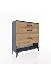 Arges Şifonyer 3 Çekmeceli 88x30x96 Antrasit-Çam