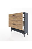 Arges Şifonyer 3 Çekmeceli 88x30x96 Antrasit-Çam