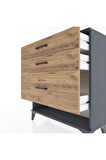 Arges Şifonyer 3 Çekmeceli 88x30x96 Antrasit-Çam