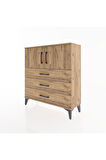 Arges Şifonyer 2 Raflı 3 Çekmeceli 2 Kapaklı 88x30x96 Çam-Çam