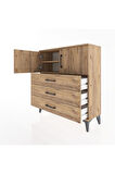 Arges Şifonyer 2 Raflı 3 Çekmeceli 2 Kapaklı 88x30x96 Çam-Çam