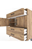 Arges Şifonyer 2 Raflı 3 Çekmeceli 2 Kapaklı 88x30x96 Çam-Çam