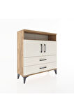 Arges Şifonyer 3 Raflı 2 Çekmeceli 2 Kapaklı 88x30x96 Çam-Aytaşı