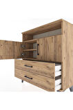 Arges Şifonyer 3 Raflı 2 Çekmeceli 2 Kapaklı 88x30x96 Çam-Çam
