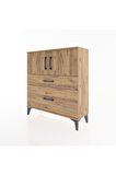 Arges Şifonyer 2 Raflı 2 Çekmeceli 2 Kapaklı 88x30x96 Çam-Çam