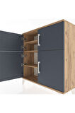 Arges Şifonyer 3 Raflı 4 Kapaklı 88x30x96 Çam-Antrasit