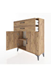 Arges Şifonyer 2 Raflı 2 Çekmeceli 2 Kapaklı 88x30x106 Çam-Çam