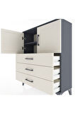 Arges Şifonyer 2 Raflı 3 Çekmeceli 2 Kapaklı 88x30x106 Antrasit-Aytaşı