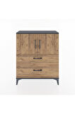 Arges Şifonyer 2 Raflı 2 Çekmeceli 2 Kapaklı 88x30x106 Antrasit-Çam