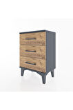 Arges Komodin 3 Çekmeceli 44x30x64 Antrasit-Çam