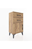 Arges Komodin 2 Raflı Tek Kapaklı 44x30x80 Çam-Çam