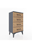 Arges Komodin 2 Raflı Tek Kapaklı 44x30x80 Antrasit-Çam