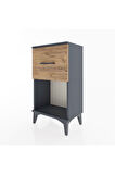 Arges Komodin Tek Çekmeceli 44x30x80 Antrasit-Çam