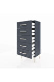 Arges Komodin 5 Çekmeceli 44x30x96 Antrasit-Antrasit