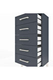 Arges Komodin 5 Çekmeceli 44x30x96 Antrasit-Antrasit