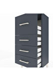 Arges Komodin 4 Çekmeceli 44x30x96 Antrasit-Antrasit