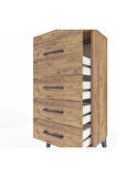 Arges Komodin 4 Çekmeceli 44x30x96 Çam-Çam