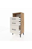 Arges Komodin Tek Raflı 3 Çekmeceli 44x30x96 Çam-Aytaşı