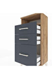 Arges Komodin Tek Raflı 3 Çekmeceli 44x30x96 Çam-Antrasit