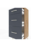 Arges Komodin 3 Çekmeceli 44x30x96 Çam-Antrasit